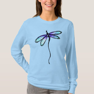 Camiseta Arte Abstrato de Dragonfly Azul para Vestir