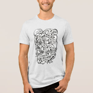 Camiseta Arte Abstrato surreal branca e preta