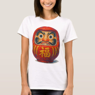 Camiseta Arte acrílica da boneca Daruma japonesa