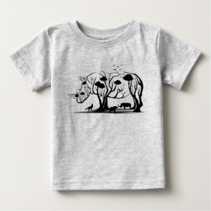 Camiseta Arte Africana de Rinoceronte Artística Árvore Arte