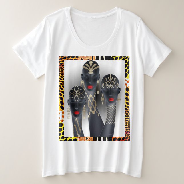 Camiseta Arte Africana Tamanho Plus (Frente do Design)