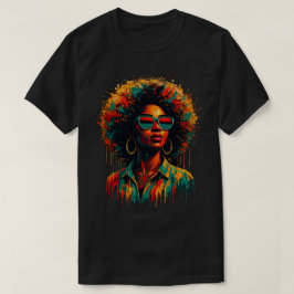 Camiseta Arte Afro com Efeito de Tinta Drip Liberdade