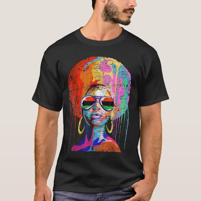 Camiseta Arte Afro Melanin, Rainha Negra (Frente)