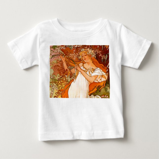 Camiseta Arte Alphonse Mucha Primavera Art Nouveau (Frente)