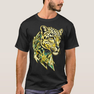 Camiseta Arte Animal Abstrato de Luxo Leopardo Geométrico