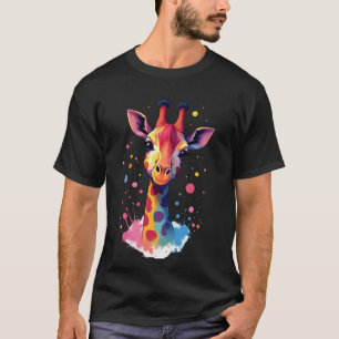 Camiseta arte animal africano A girafa colorida para divers