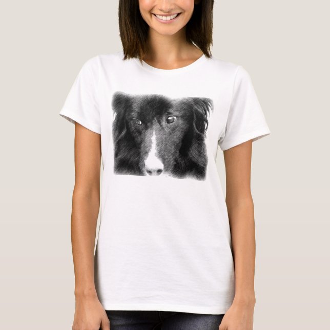 Camiseta Arte Animal Collie de Borda Negra (Frente)