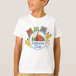 Camiseta Arte Animal de Acampamento Infantil Clube Explorad