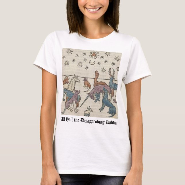 Camiseta Arte Animal do Unicórnio, coelho desaprovador medi (Frente)