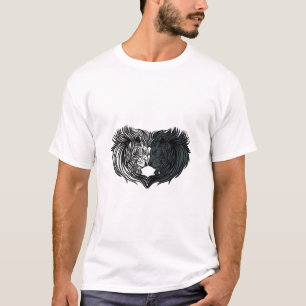 Camiseta Arte Animal Yin Yang, Batalha de Leões