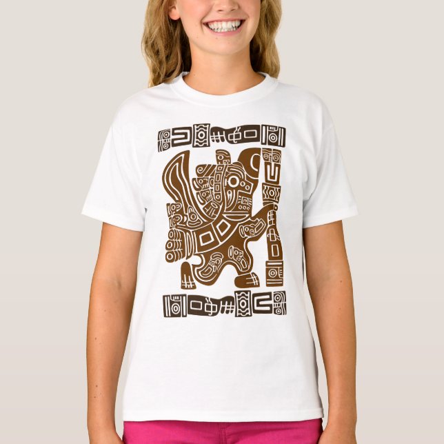 Camiseta Arte Antiga Tribal do Guerreiro de Águia Asteca (Frente)