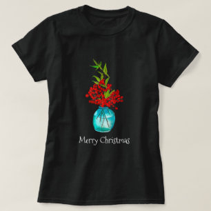 Camiseta Arte aquarela de frutas vermelhas do Natal