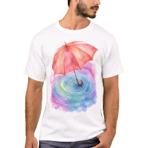Arte Aquarela de Guarda-Chuva Pastel Ondulações na