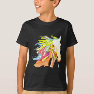 Camiseta Arte Arco Arco-Íris de Cabeça de Cavalo
