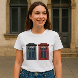 Camiseta Arte Arquitetônica Ornamentada de Janela Europeia