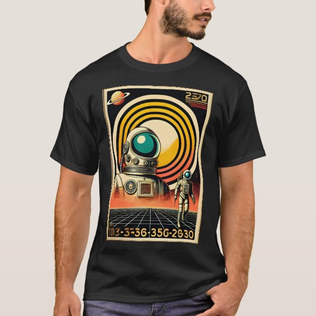 Camiseta Arte Astronauta da Idade do Espaço do meio século (Frente)