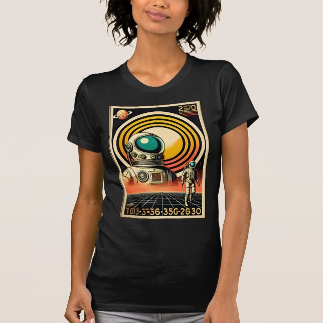 Camiseta Arte Astronauta da Idade do Espaço do meio século (Frente)