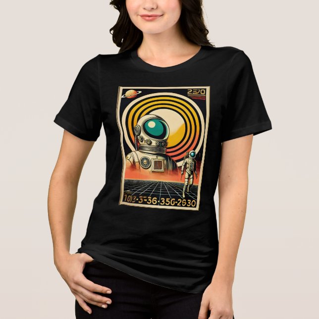 Camiseta Arte Astronauta da Idade do Espaço do meio século (Frente)