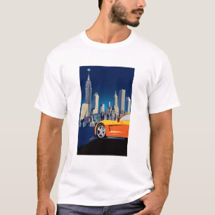 CAMISETA ARTE AUTOMÓVEL DE VETTE ELEGANTE