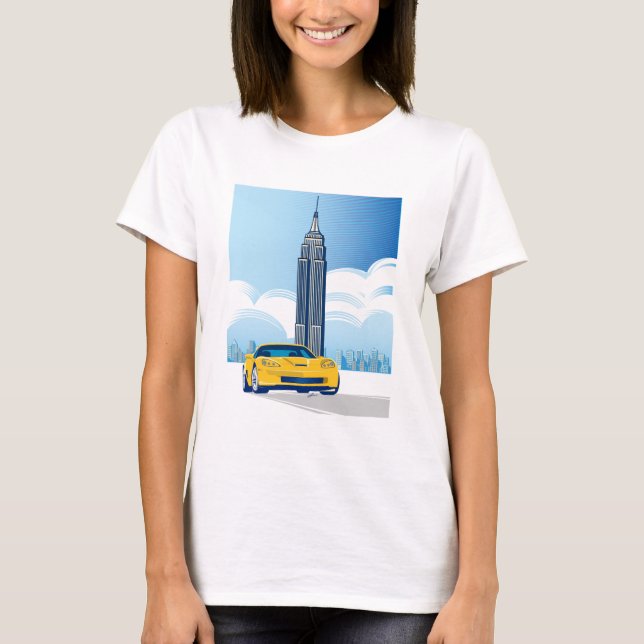 CAMISETA ARTE AUTOMÓVEL DE VETTE ELEGANTE (Frente)