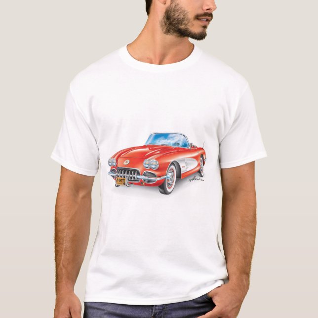 CAMISETA ARTE AUTOMÓVEL DE VETTE ELEGANTE (Frente)