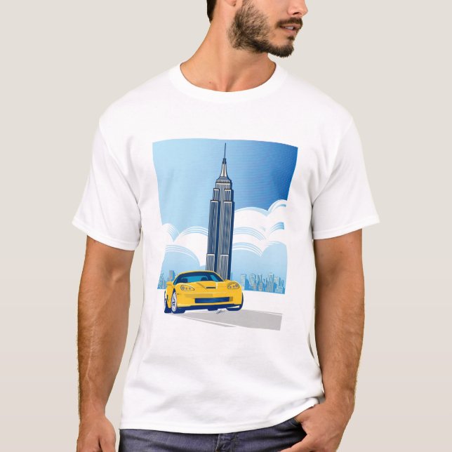 CAMISETA ARTE AUTOMÓVEL DE VETTE ELEGANTE (Frente)