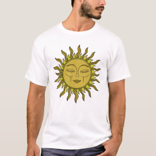 Camiseta Arte Boho Místico Sol Celestial Vintage