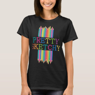 Camiseta Arte Bonito Desenhada com Lápis Coloridos de Traba