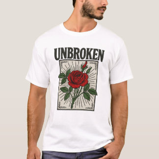 Camiseta Arte bordada Rosa não quebrada