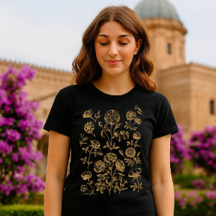 Camiseta Arte Botânica Antiga de Flores