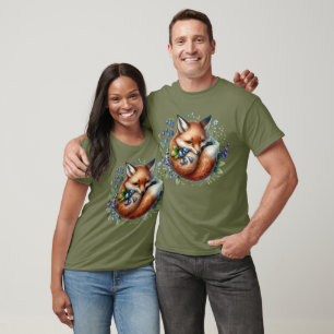 Camiseta Arte Botânica da Raposa Floral Floresta