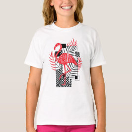 Camiseta Arte Botânica de Flamingo Vermelho Moderno - Tro M