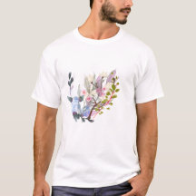 Camiseta Arte Botânica de Flor e Folha Elegante
