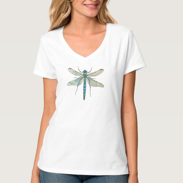 Camiseta Arte Botânica de Libélula Amantes de Insetos Fã da (Frente)