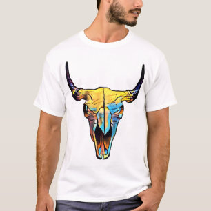 Camiseta Arte bovina abstrata do animal do crânio de Bull