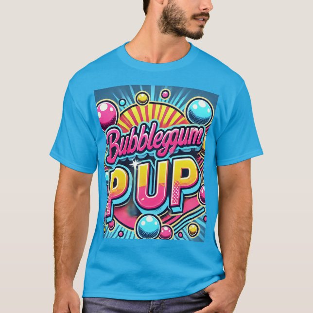 Camiseta Arte "Bubblegum Pop" Retro Vibrante (Frente)