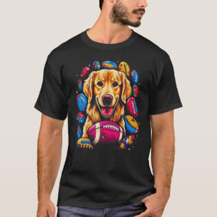Camiseta Arte Cachorro Retriever Dourado Futebol Americano