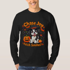 Camiseta Arte Canina: Busque a Alegria do Halloween e sorri