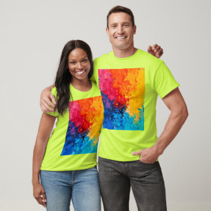 Camiseta Arte Caótico Vibrante em Aquarela