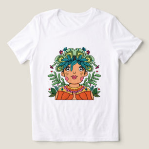 Camiseta Arte Caprichoso Menina com Coroa Floral