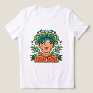 Camiseta Arte Caprichoso Menina com Coroa Floral