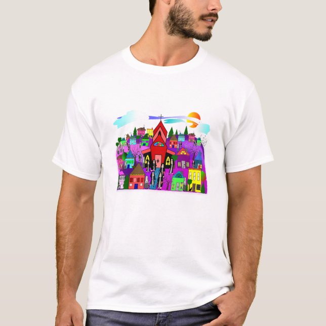 Camiseta Arte católica das freiras "que dirige à igreja " (Frente)