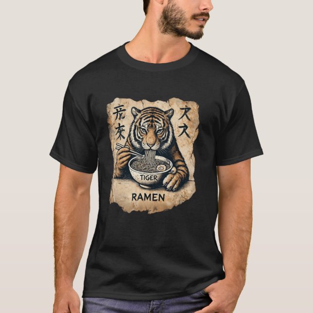 Camiseta Arte Caverna Japonesa, Noodle Lion Ramen (Frente)