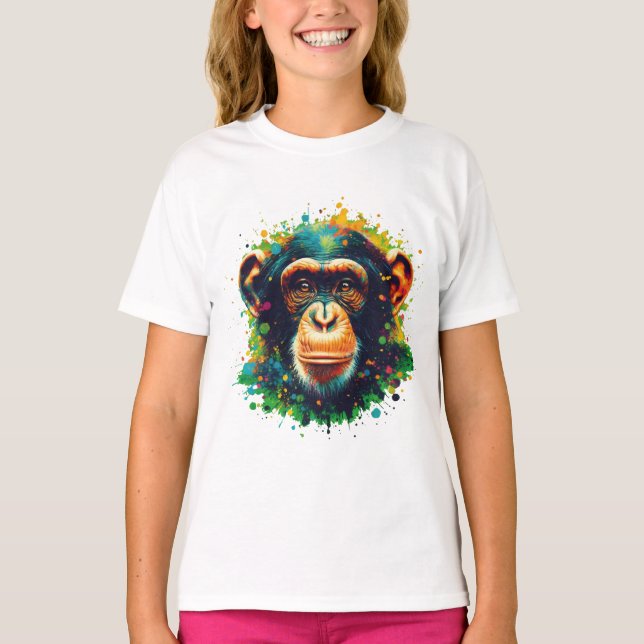 Camiseta Arte Chimpanzé Cromática (Frente)