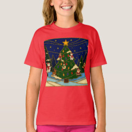 Camiseta Arte Cloisonne Floresta Caprichosa Natal Clássico 