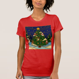 Camiseta Arte Cloisonne Floresta Caprichosa Natal Clássico