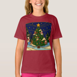 Camiseta Arte Cloisonne Floresta Caprichosa Natal Clássico 