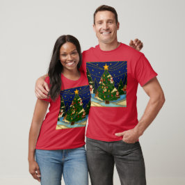 Camiseta Arte Cloisonne Floresta Caprichosa Natal Clássico