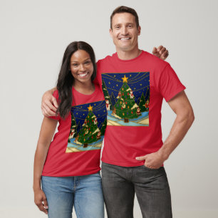 Camiseta Arte Cloisonne Floresta Caprichosa Natal Clássico