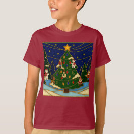 Camiseta Arte Cloisonne Floresta Caprichosa Natal Clássico